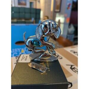 "2021 Year of the Dog" Matashi Chrome Plated Silver Puppy Tabletop Ornament